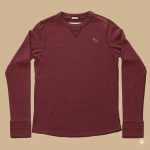 Abercrombie & Fitch Men's Burgundy Long Sleeve Shirt Vintage Y2K